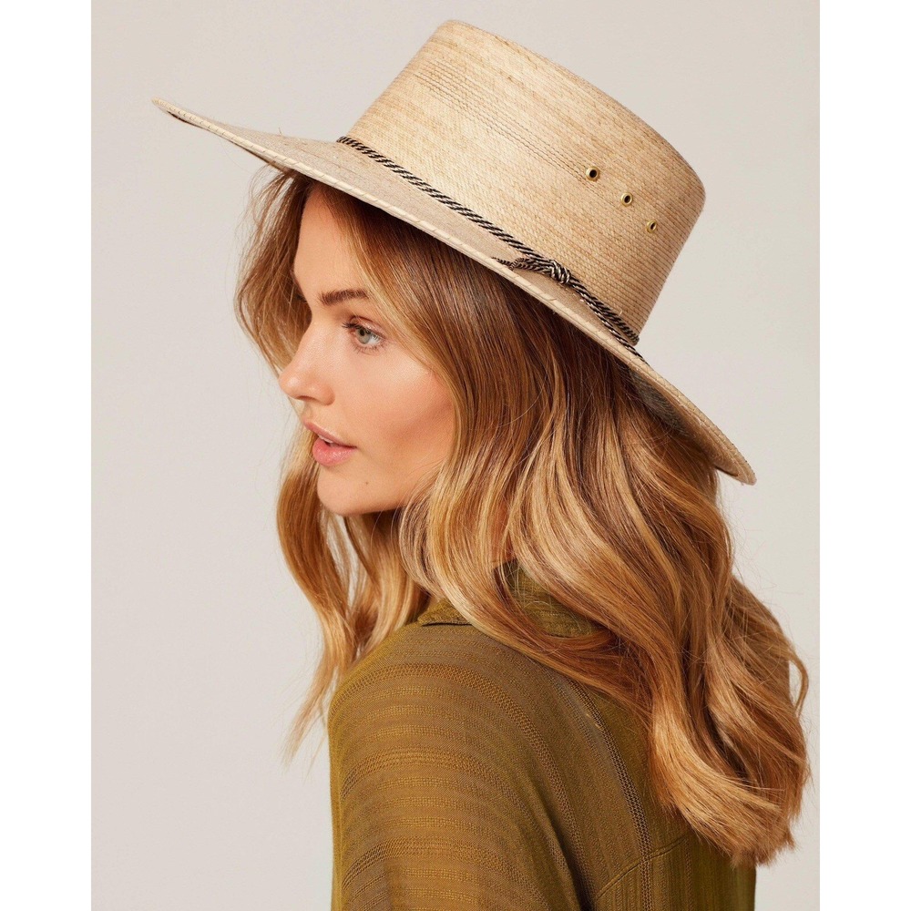 L*Space Wayne Hat Natural Straw Sun Hat Tan Wide Brim O/S Revolve Summer